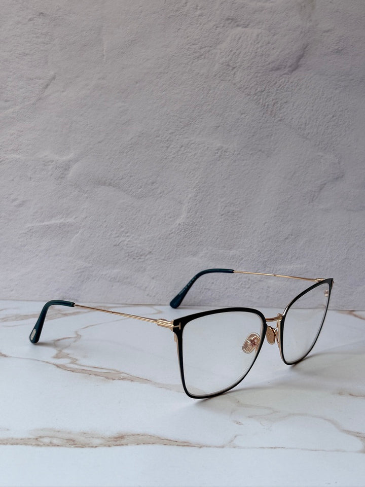 Tom Ford FT5839-B Turquoise Squared Cat Eye Bluelight Frames
