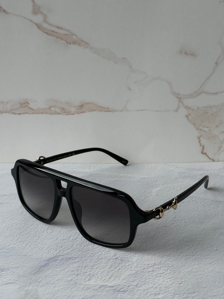 Gucci GG2052S Black Horsebit Aviator Sunglasses