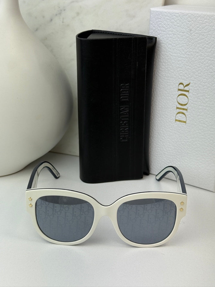 Dior Pacific B2F Rounded Sunglasses in White Mirror