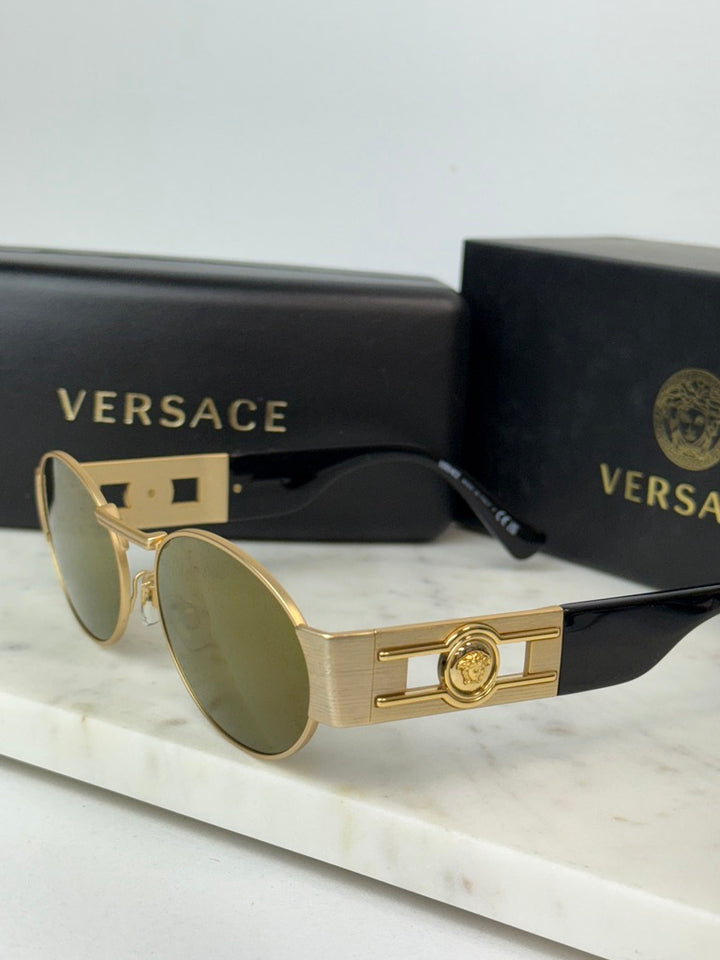 Versace VE2264 Oval Sunglasses in Gold Mirror