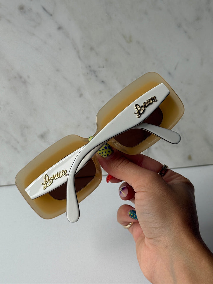 Loewe LW40139U Layered Sunglasses in Ivory Brown