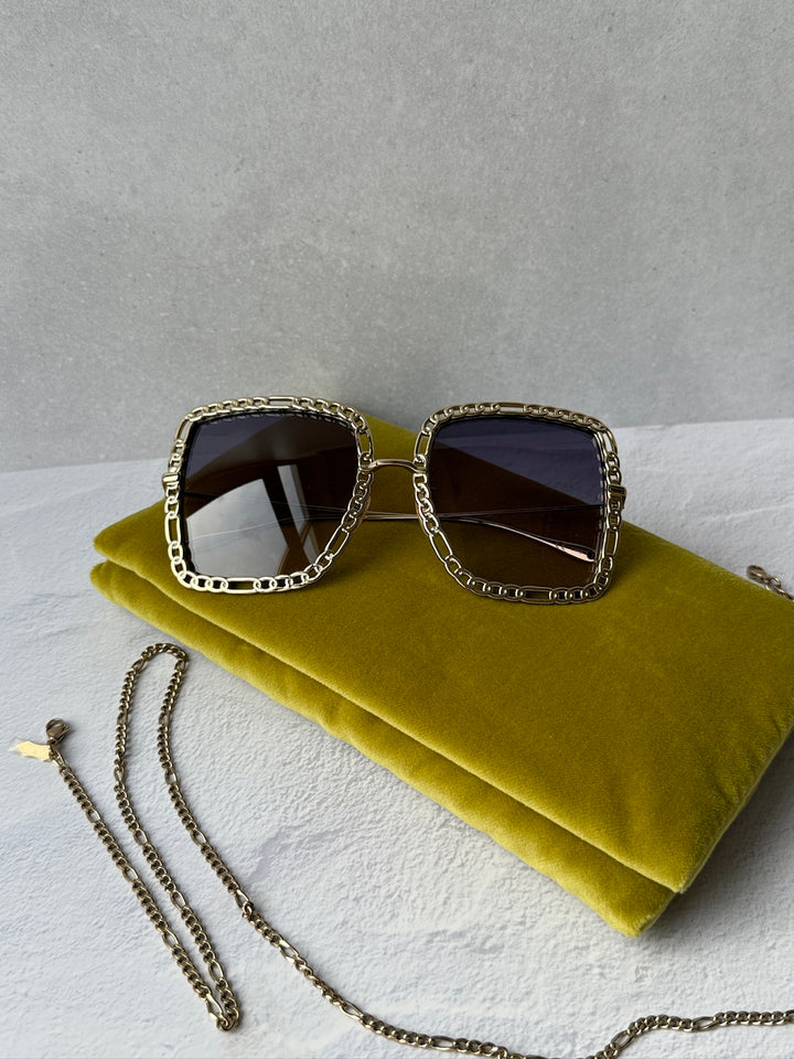 Gucci GG1033S Chain Necklace Oversized Square Sunglasses