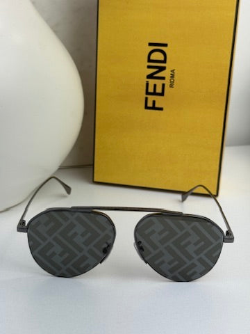Fendi FE40061U Grey Monogram Mirror FF Aviator Sunglasses