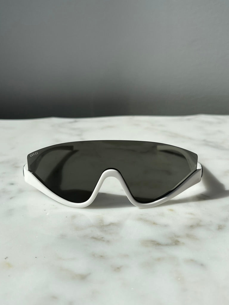 Gucci GG1650S Half Rim Shield Sunglasses in White