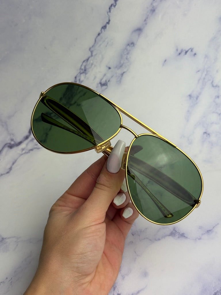 Bottega Veneta BV1305S Sardine Aviator Sunglasses in Gold
