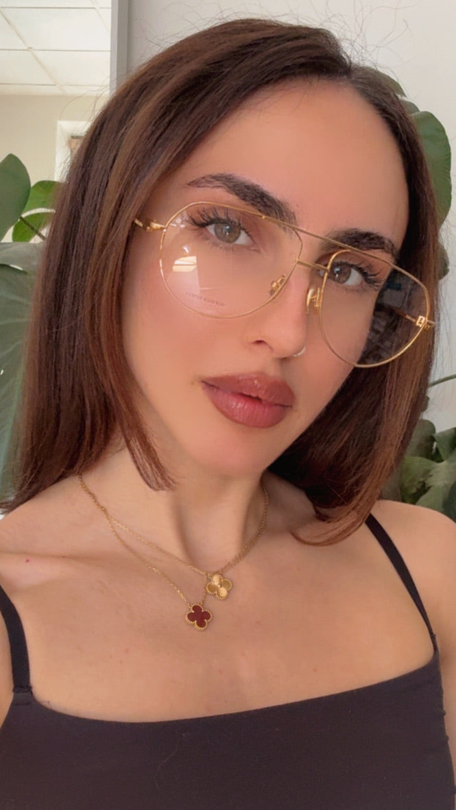 Bottega Veneta BV1302O Gold Metal Pilot Frames
