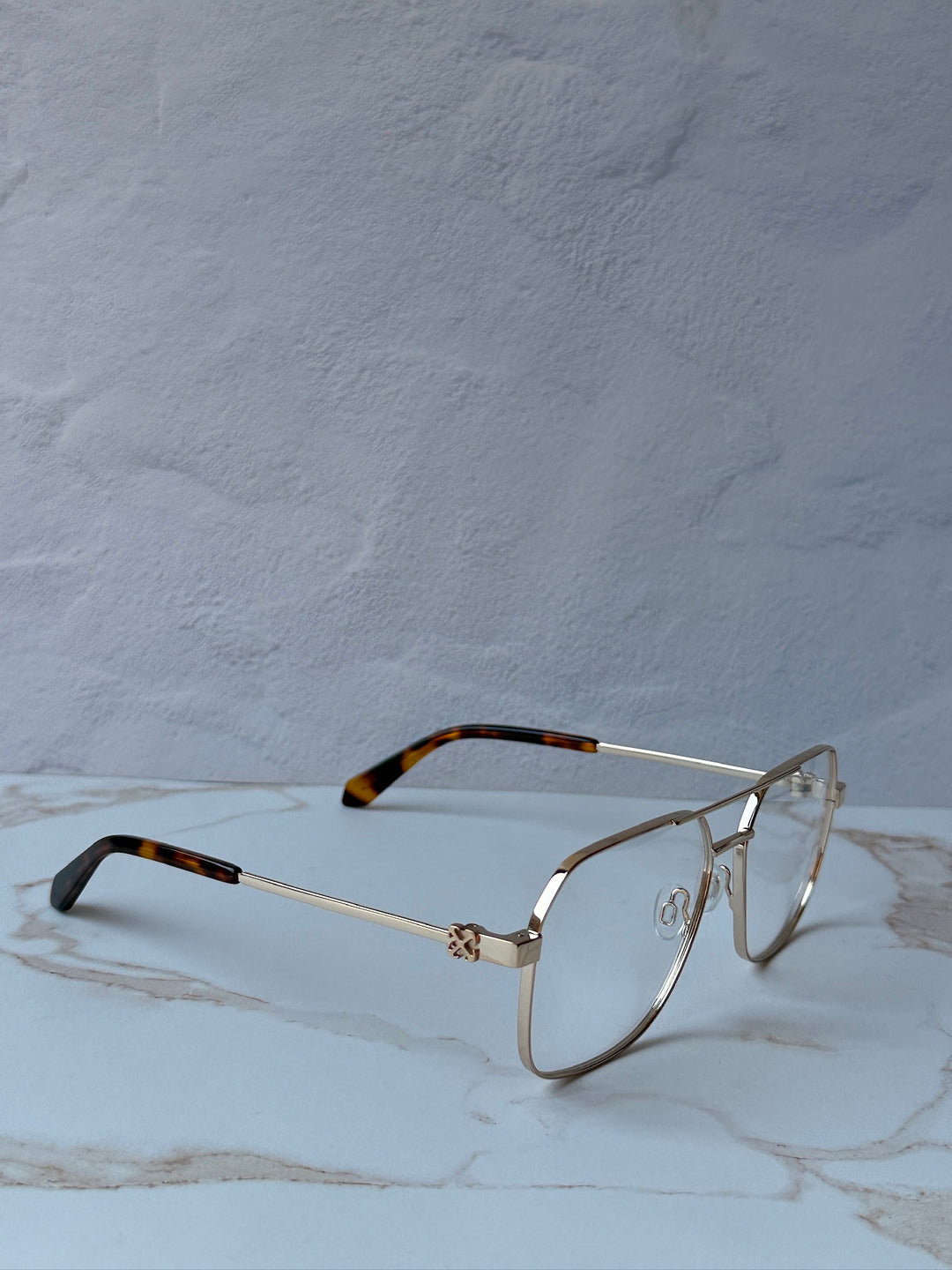 Off White Style 7J Pilot Eyeglasses Frames in Gold