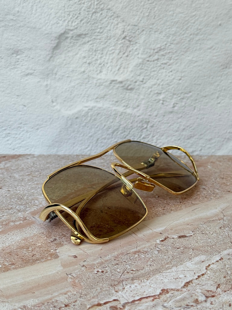 Miu Miu MU A55S Gold Oversized Aviator Sunglasses