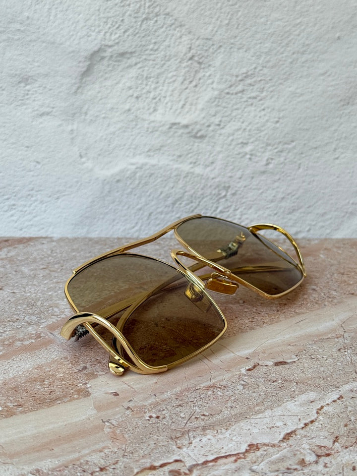 Miu Miu MU A55S Gold Oversized Aviator Sunglasses