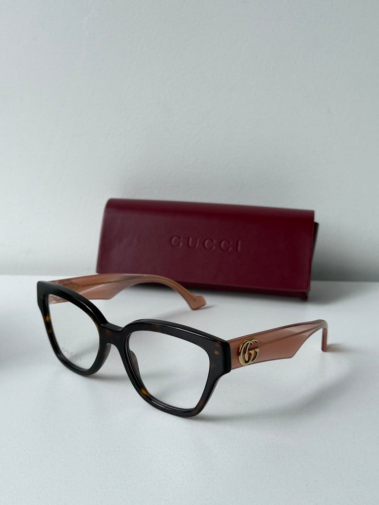 Gucci GG1424O Cat Eye Frames in Havana Brown Pink