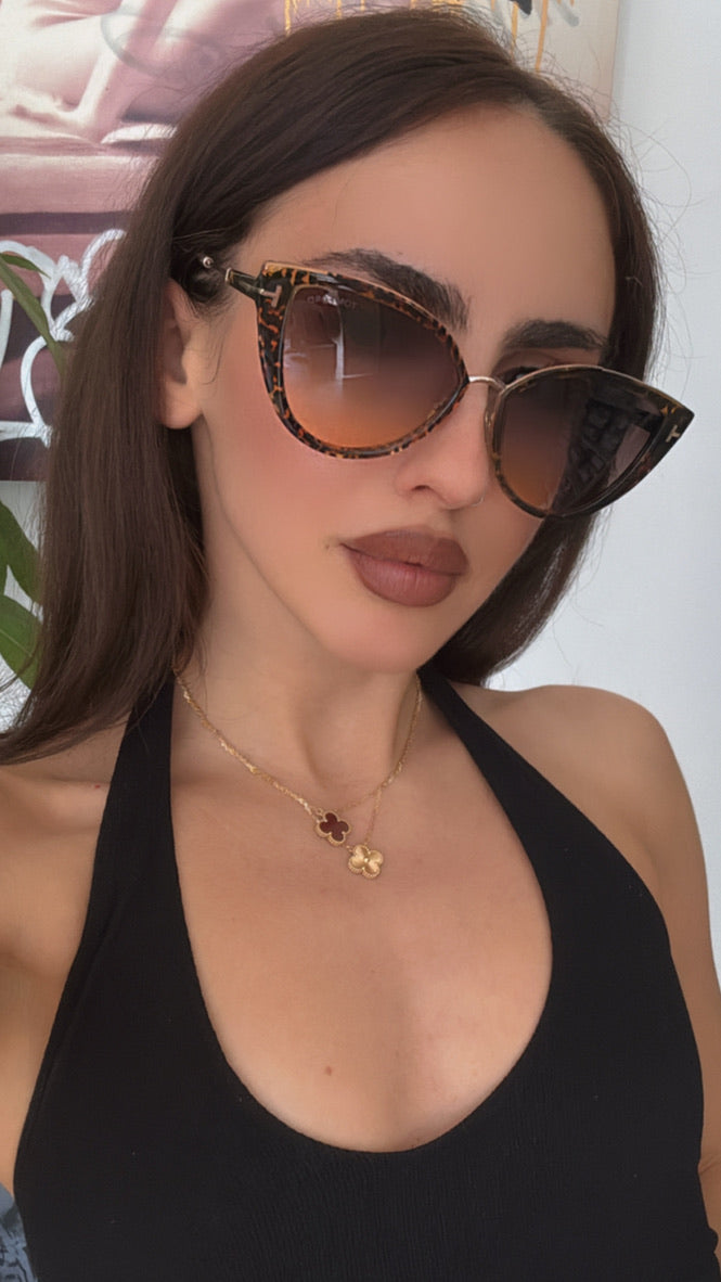 Tom Ford Anjelica FT0868 Cat Eye Sunglasses in Animal Brown