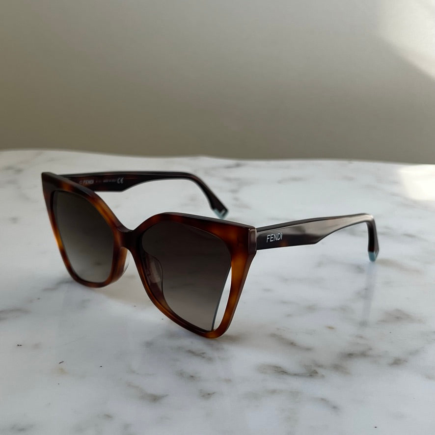 Fendi FE40010U Brown Cat Eye Cutout Sunglasses