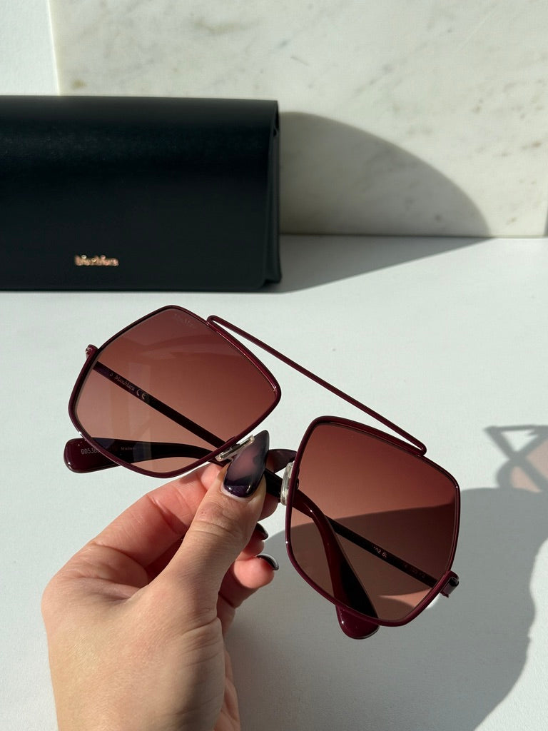 Max Mara MM0102 Sunglasses in Shiny Bordeaux