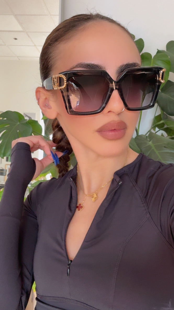 Valentino V-Uno VLS107-A Black Swirl Square Sunglasses