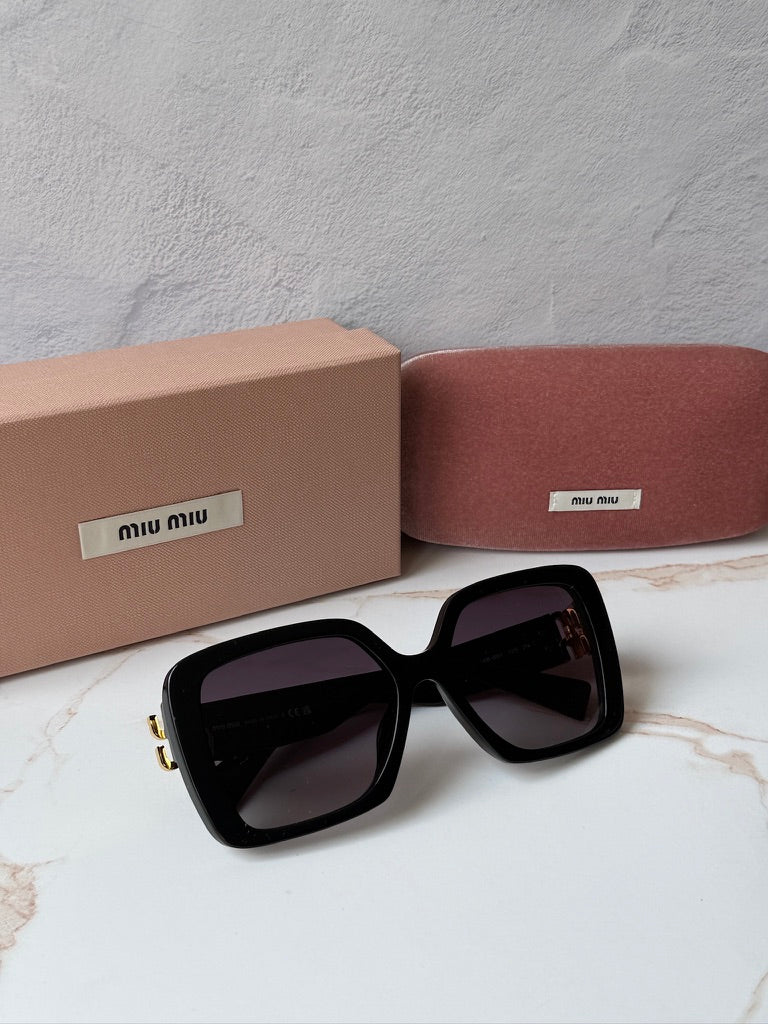Miu Miu MU10YS Black Gold Square Sunglasses