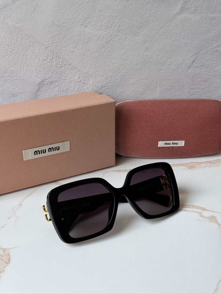 Miu Miu MU10YS Black Gold Square Sunglasses