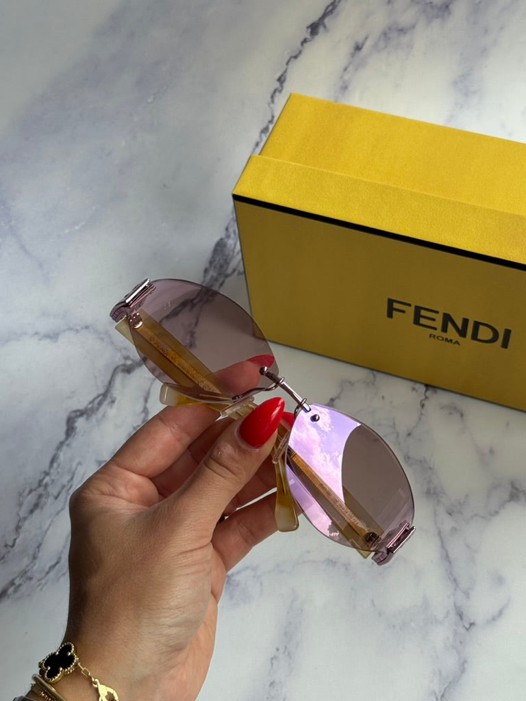 Fendi Baguette FE40159U Rimless Sunglasses in Pink