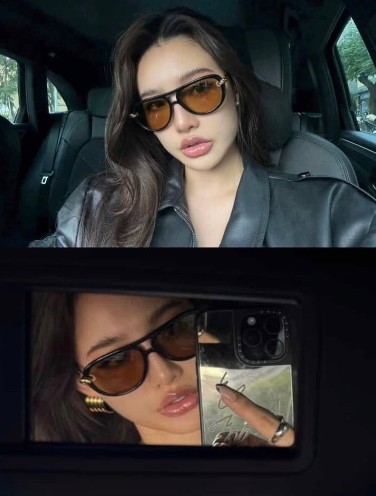 Bottega Veneta BV1418S Knot Aviator Sunglasses in Black Yellow