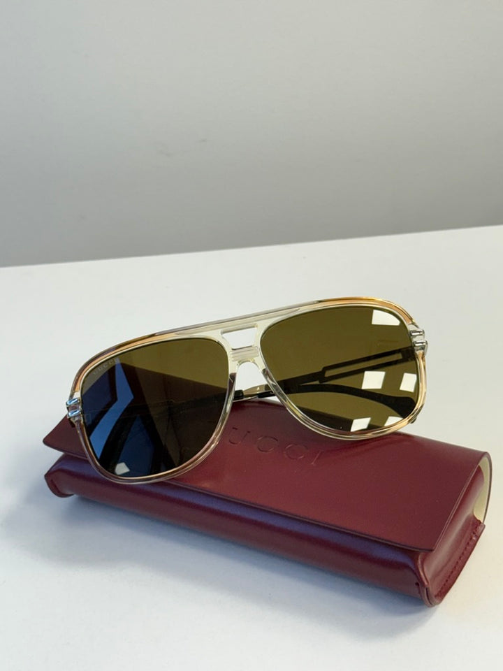 Gucci GG1105S Brown Gradient Squared Aviator Sunglasses