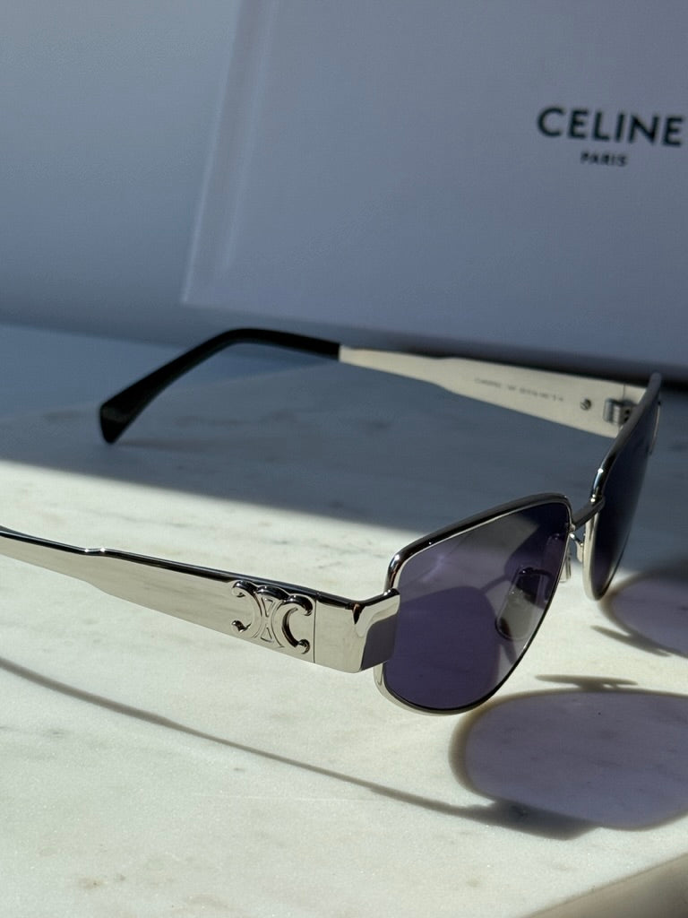 Celine CL40293U Triomphe Cat Eye Sunglasses in Silver