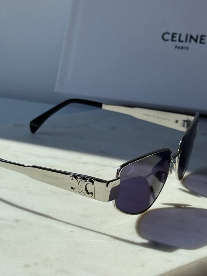 Celine CL40293U Triomphe Cat Eye Sunglasses in Silver