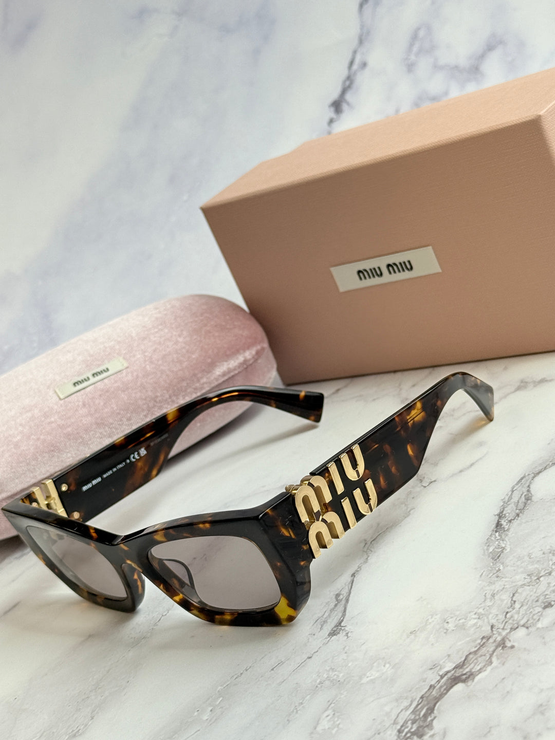 Miu Miu MU09WS Honey Brown Purple Cat Eye Sunglasses