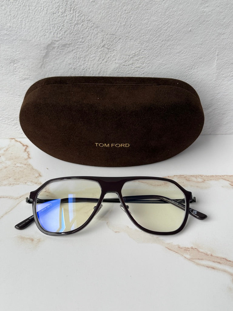 Tom Ford FT5943-B Brown Aviator Bluelight Frames