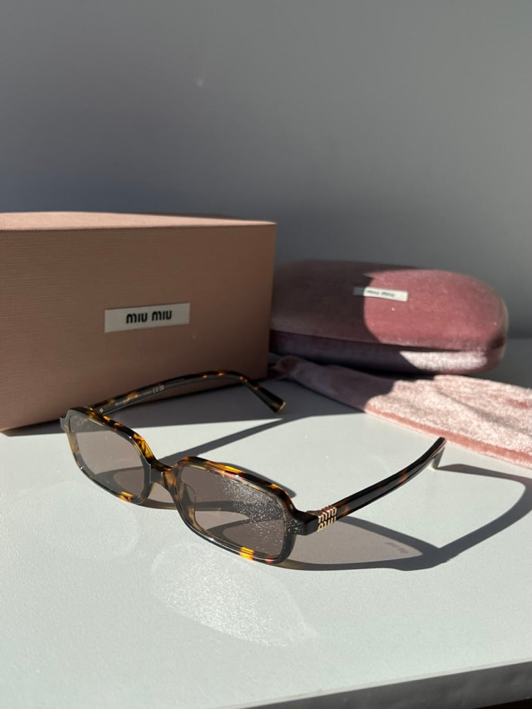 Miu Miu MU11ZS Havana Rectangular Sunglasses