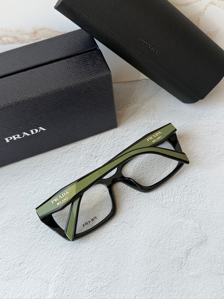 Prada PR D05V Rectangular Eyeglasses Frames in Black Green