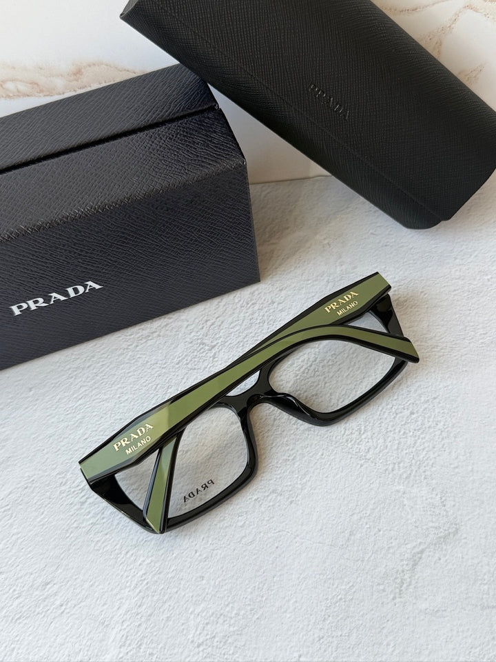 Prada PR D05V Rectangular Eyeglasses Frames in Black Green