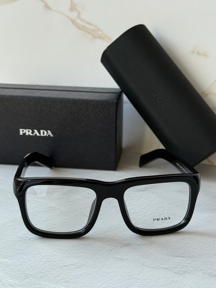 Prada PR D02V Rectangular Eyeglasses Frames in Black