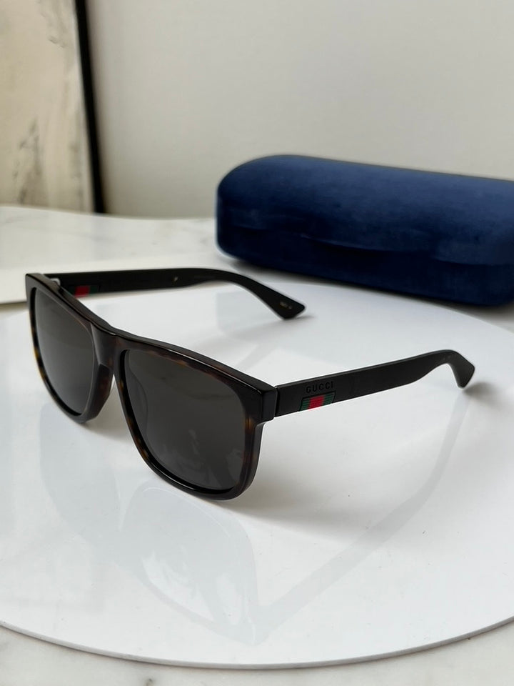 Gucci GG0010S Dark Brown Polarized Unisex Square Sunglasses