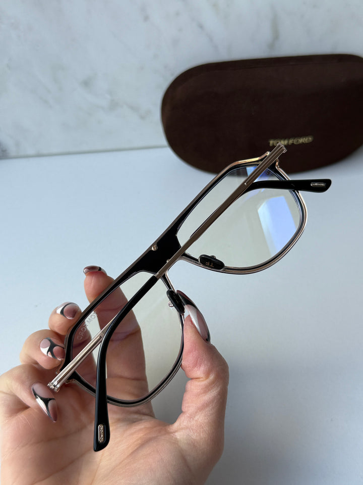 Tom Ford FT5943-B Black Gold Aviator Bluelight Frames