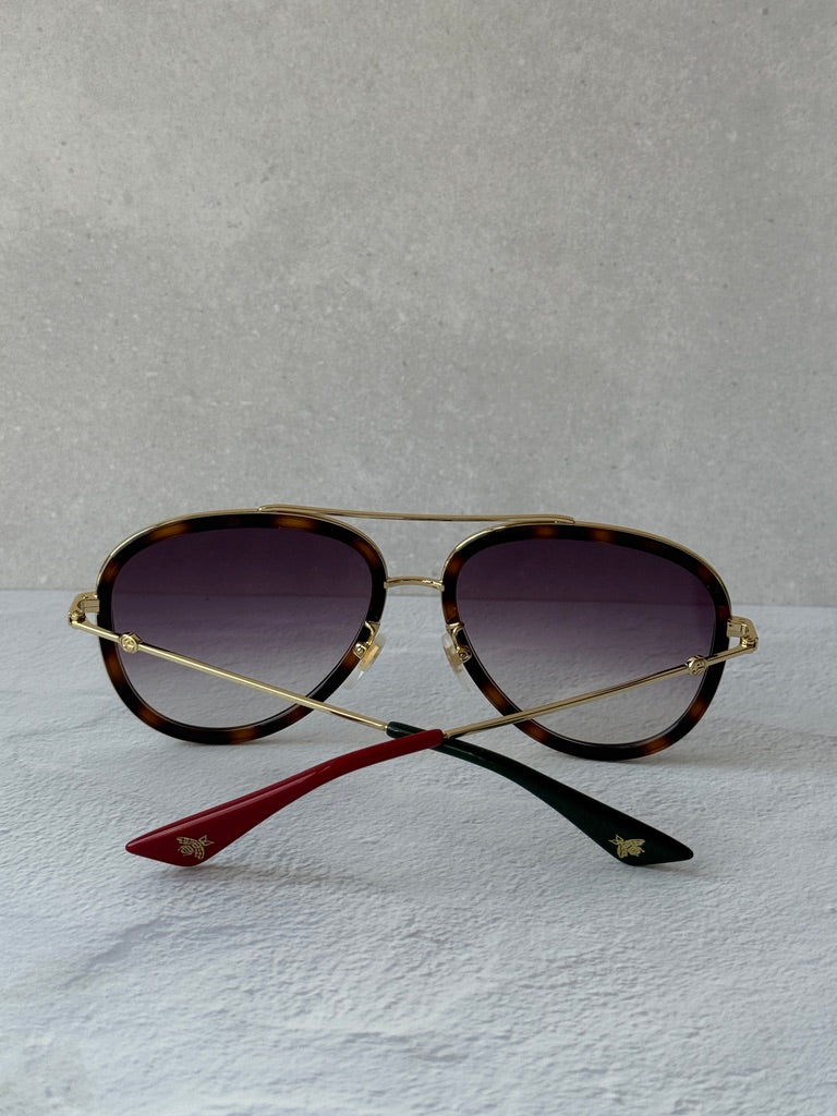 Gucci GG0062S Aviator Sunglasses in Havana Brown