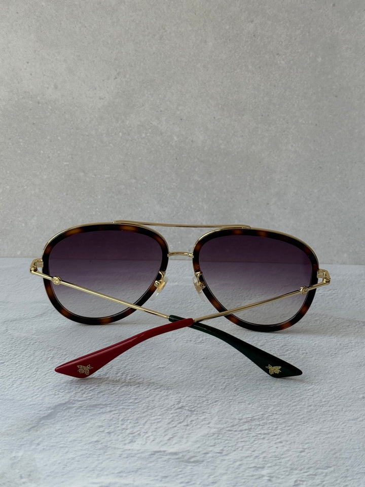 Gucci GG0062S Aviator Sunglasses in Havana Brown