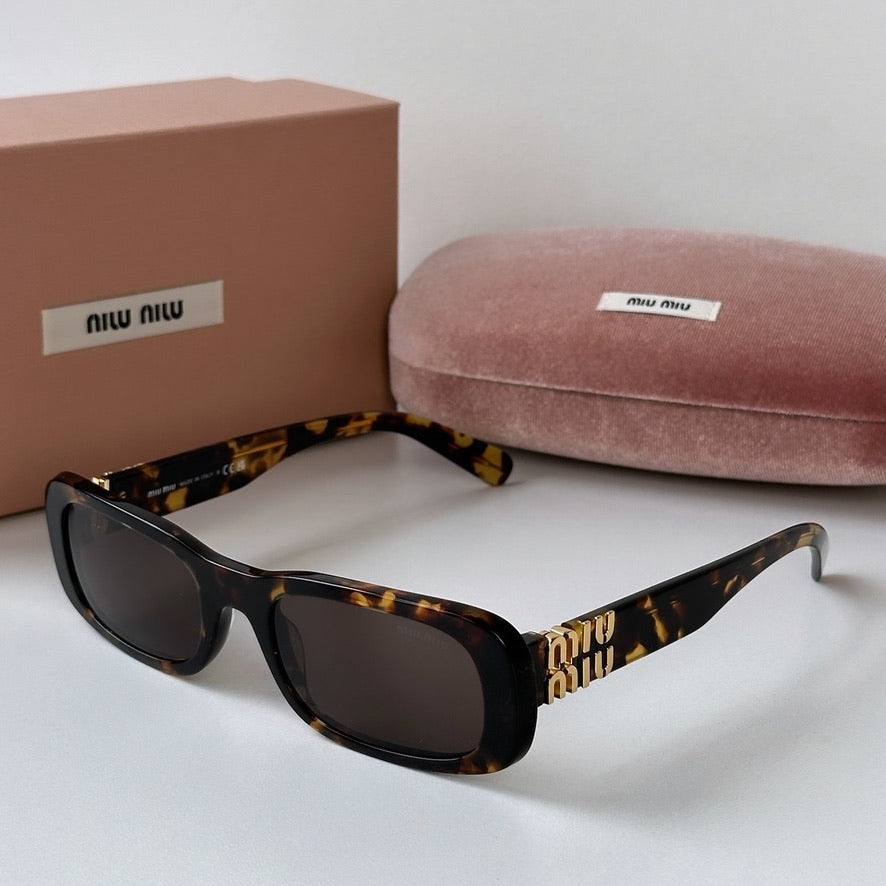 Miu Miu MU08ZS Brown Gold Slim Sunglasses