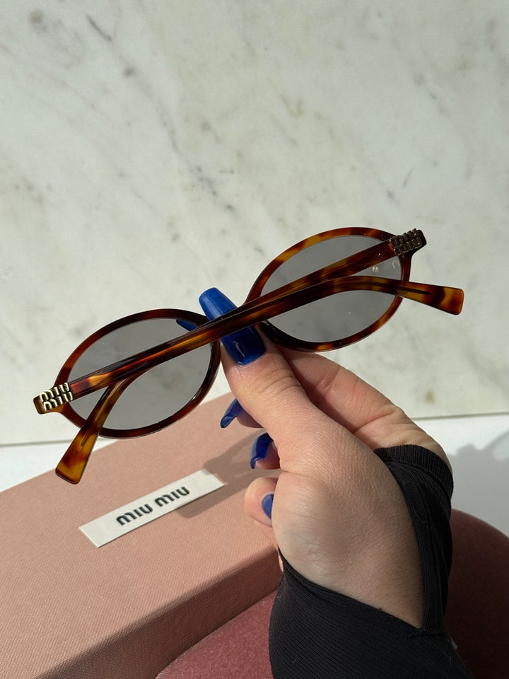 Miu Miu MU04ZS Havana Mahogany Oval Sunglasses