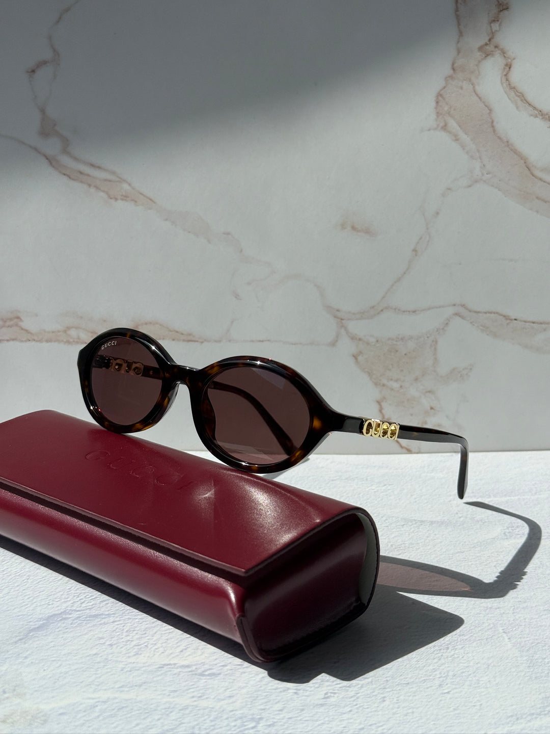 Gucci GG2153S Oval Sunglasses in Havana Brown