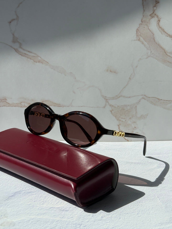 Gucci GG2153S Oval Sunglasses in Havana Brown