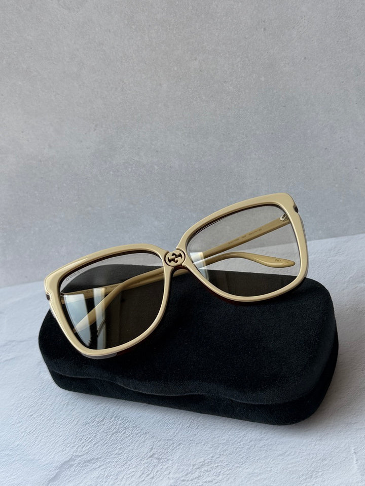 Gucci GG0709S Ivory Butterfly Oversized Sunglasses