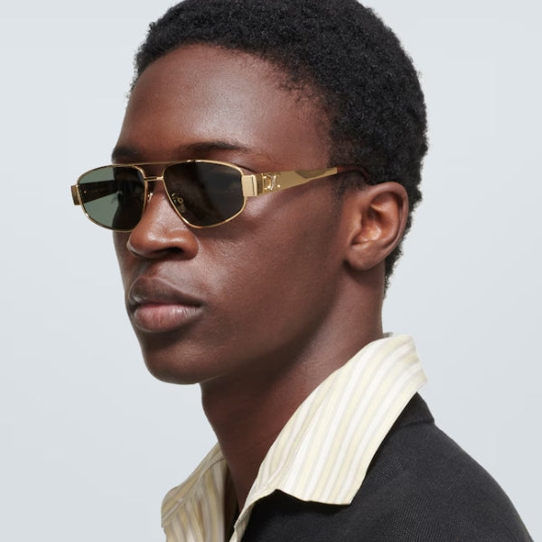 Celine CL40281U Triomphe Gold Metal Aviator Sunglasses