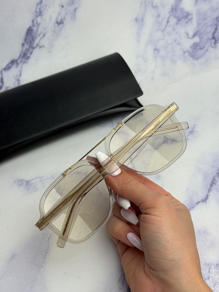 Saint Laurent SL545 Aviator Sunglasses in Transparent Beige