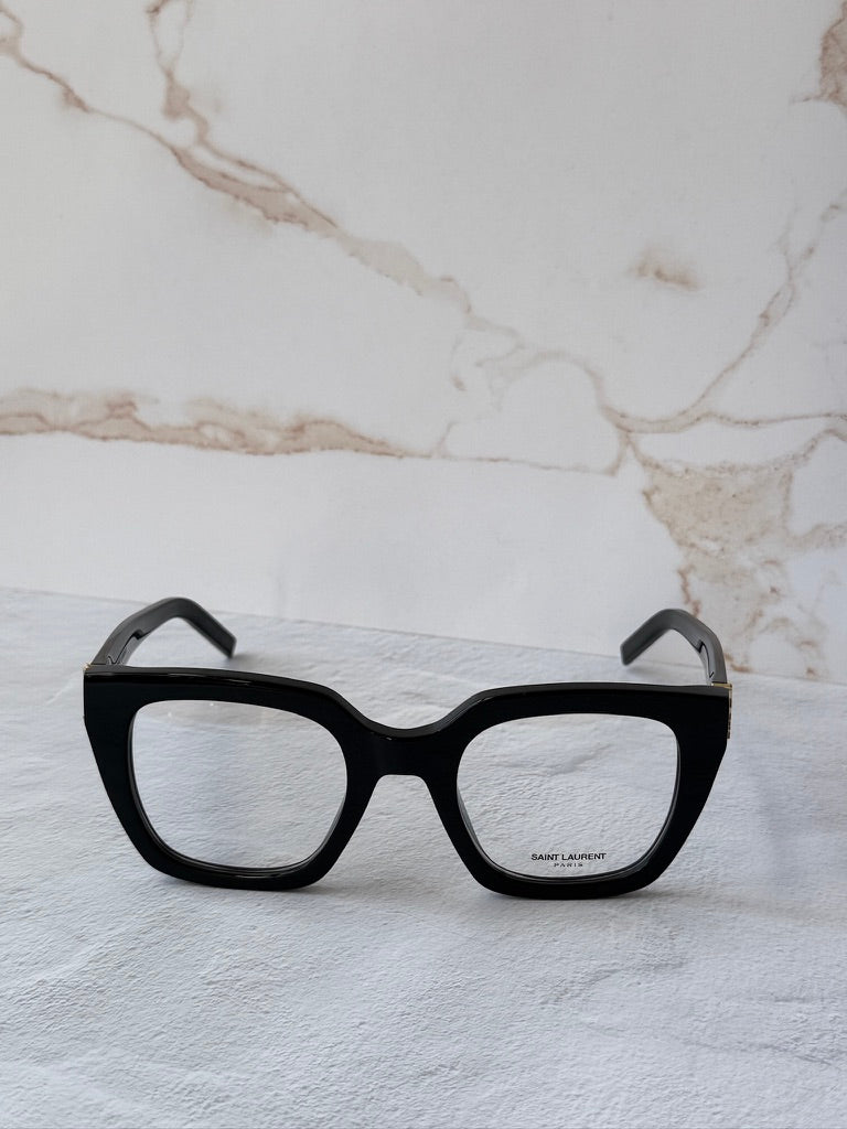 Saint Laurent SLM95/F Gafas de sol estilo ojo de gato con montura gruesa en oro negro