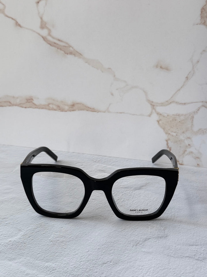 Saint Laurent SLM95/F Gafas de sol estilo ojo de gato con montura gruesa en oro negro