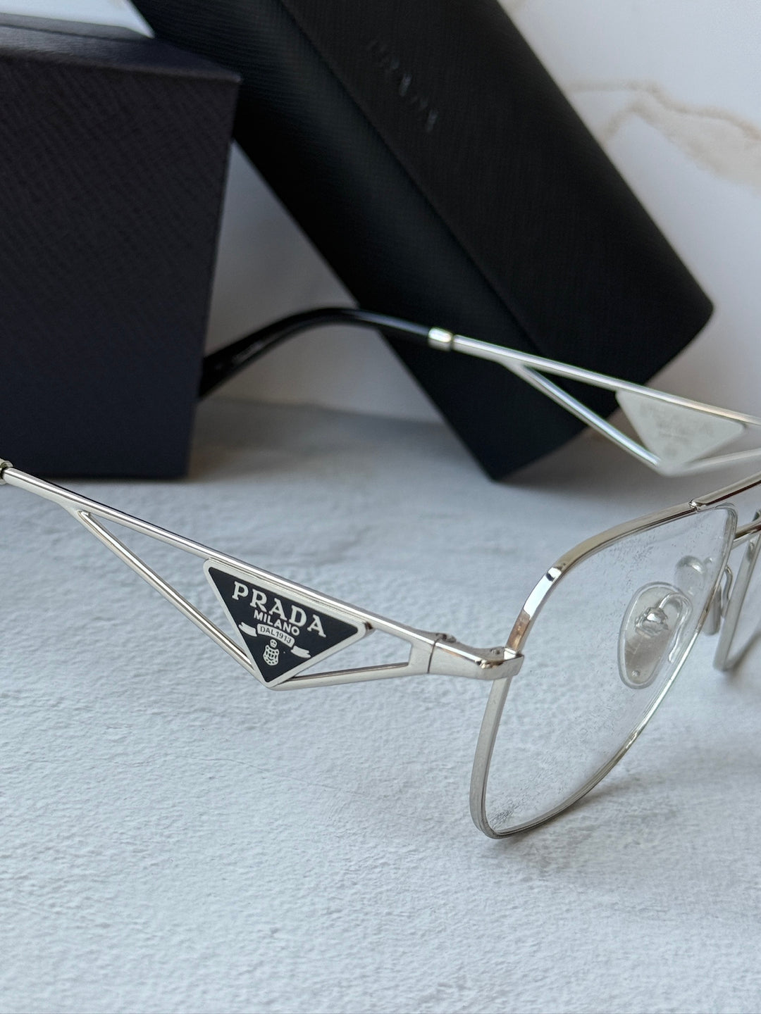 Prada PR B50V Pilot Eyeglasses Frames in Silver
