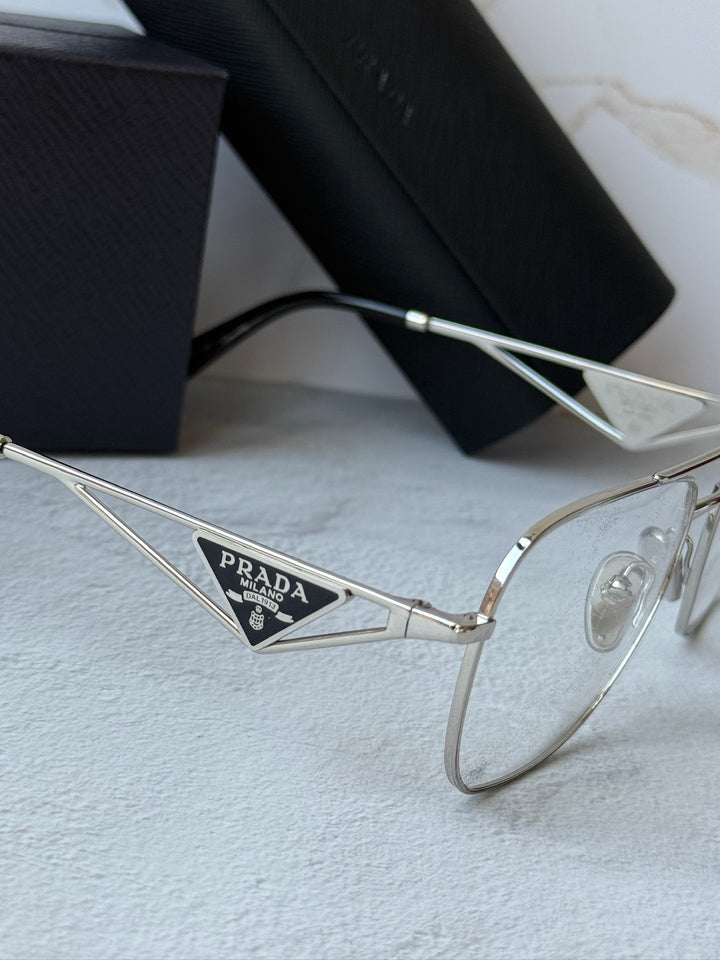 Prada PR B50V Pilot Eyeglasses Frames in Silver