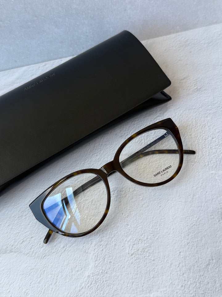 Saint Laurent SLM48_A Eyeglasses Frames in Havana Brown