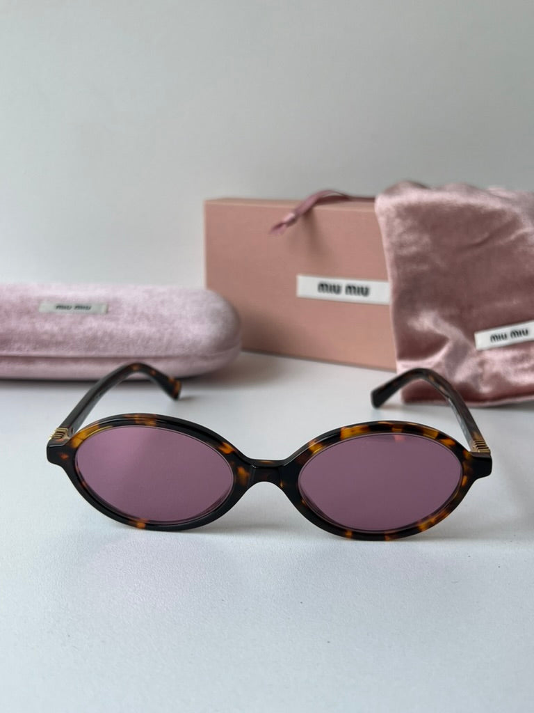 Miu Miu MU04ZS Brown Violet Oval Sunglasses