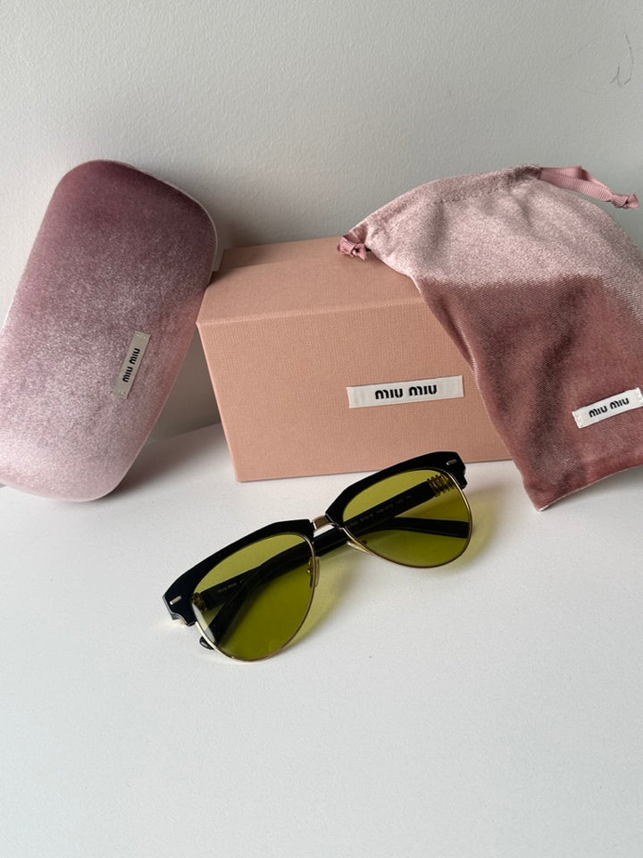 Miu Miu MU09ZS Black Green Lens Sunglasses