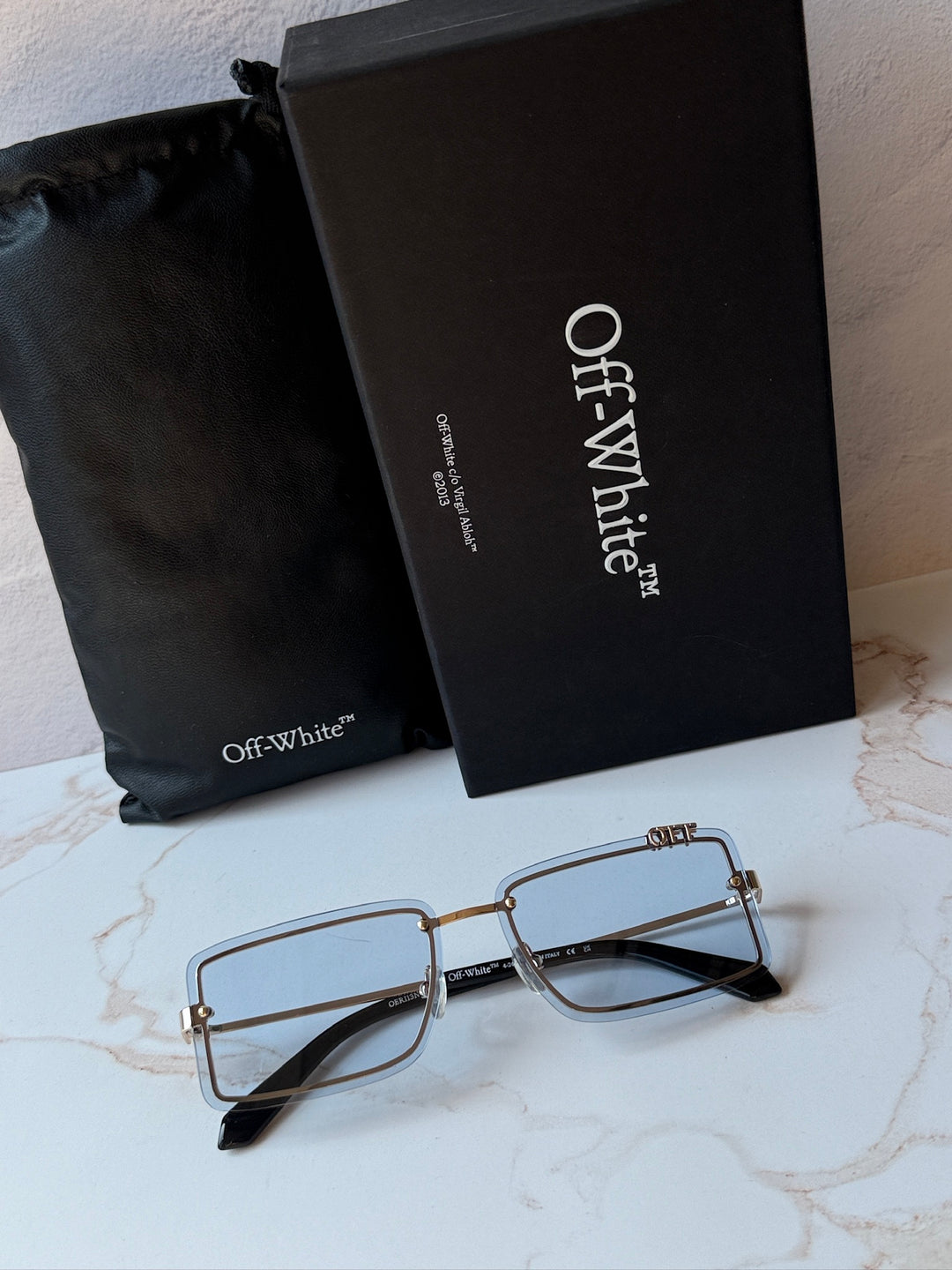 Off White Tampa Square Rimless Sunglasses in Light Blue